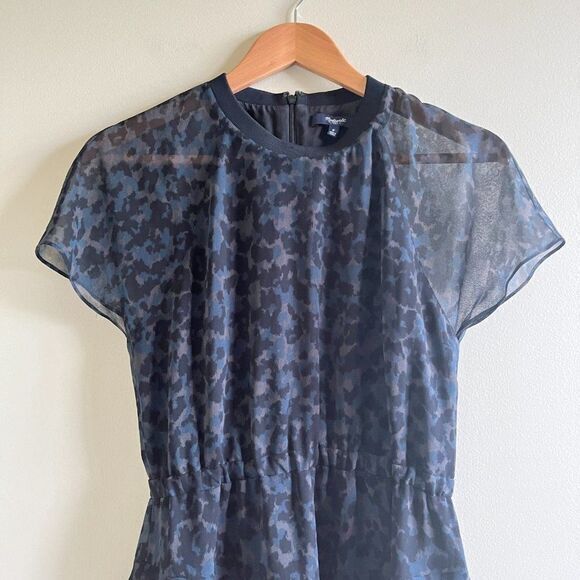 Madewell Radiant Dress Inkspot Leopard Tiered‎ Short Sleeve Animal Print … - Picture 5 of 10